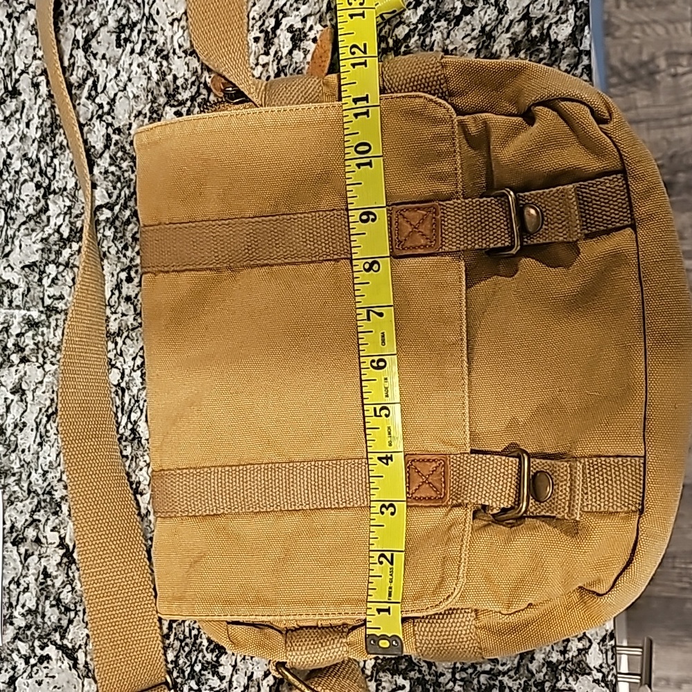 Khaki canvas bag messenger style bag